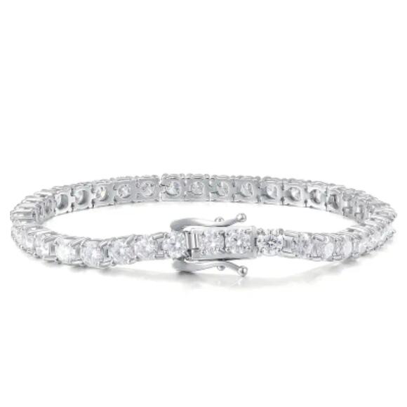 18KGP MOISSONITE TENNIS BRACELET 4MM D Color VVSI 925